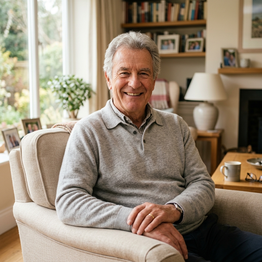 Aposentado feliz e tranquilo